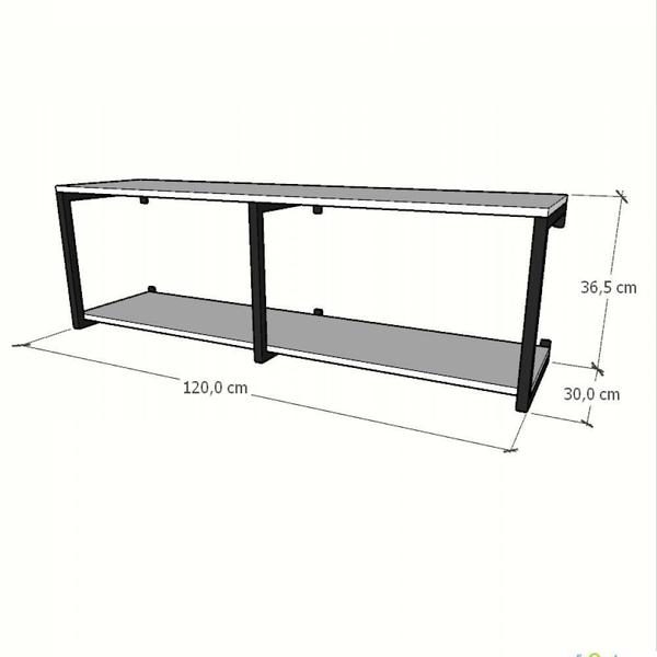 Imagem de Prateleira industrial suspensa estante parede nicho branca ferro e madeira suporte pratileira