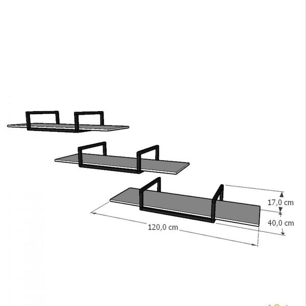 Imagem de Prateleira industrial suspensa estante parede nicho preto ferro e madeira suporte pratileira