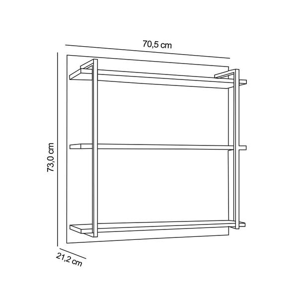 Imagem de Prateleira Industrial Tripla Cozinha Suspenso de Parede Emi 70,5cm M12 - D'Rossi