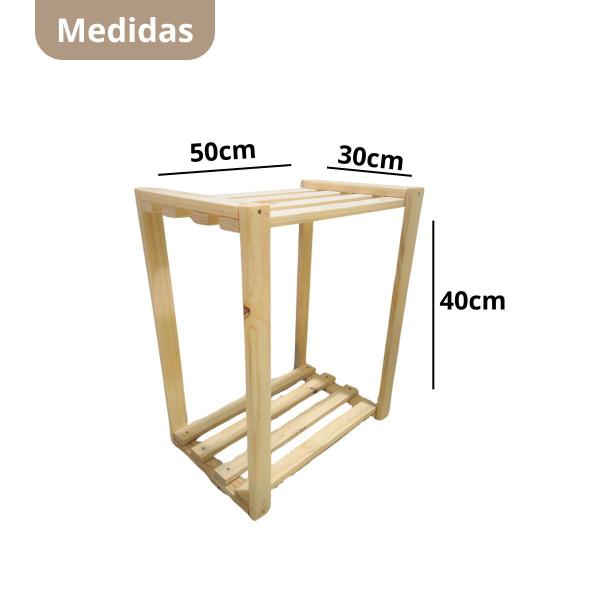 Imagem de Prateleira Multiuso 2 Andares Madeira Natural 40x50x30 Cm