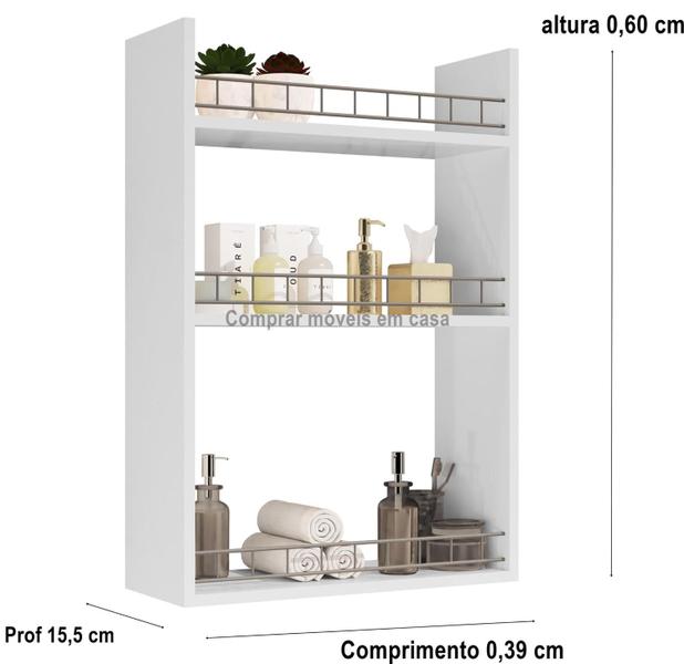 Imagem de Prateleira Multiuso Suspensa Virginia cor Branco - Comprar Moveis em Casa