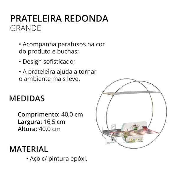 Imagem de Prateleira Nicho Aramado Redonda Multiuso 40cm Grande Rose Gold Para Decoração Salas Quartos Banheiros 4174