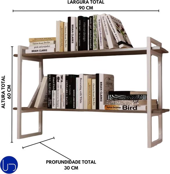 Imagem de Prateleira Nicho Com Suporte Industrial Quarto Cozinha Escritório Parede Design Elegante Organização Decoração Sofisticada