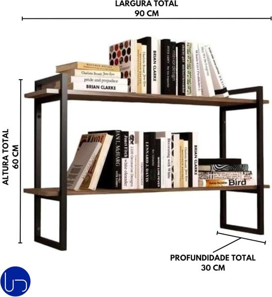 Imagem de Prateleira Nicho Com Suporte Industrial Quarto Cozinha Escritório Parede Design Elegante Organização Decoração Sofisticada