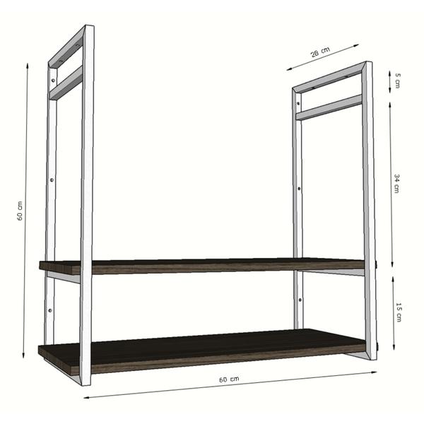 Imagem de Prateleira Nicho Estilo Industrial Suspensa Teto Parede 60Cm