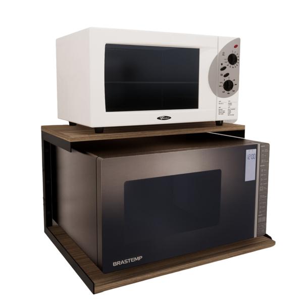 Prateleira Nicho Forno Eletrico Microondas Dupla 45x60cm Preto - Big House Shop Imagem de Prateleira Nicho Forno Eletrico Microondas Dupla 45x60cm Preto