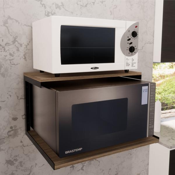 Prateleira Nicho Forno Eletrico Microondas Dupla 45x60cm Preto - Big House Shop Imagem de Prateleira Nicho Forno Eletrico Microondas Dupla 45x60cm Preto
