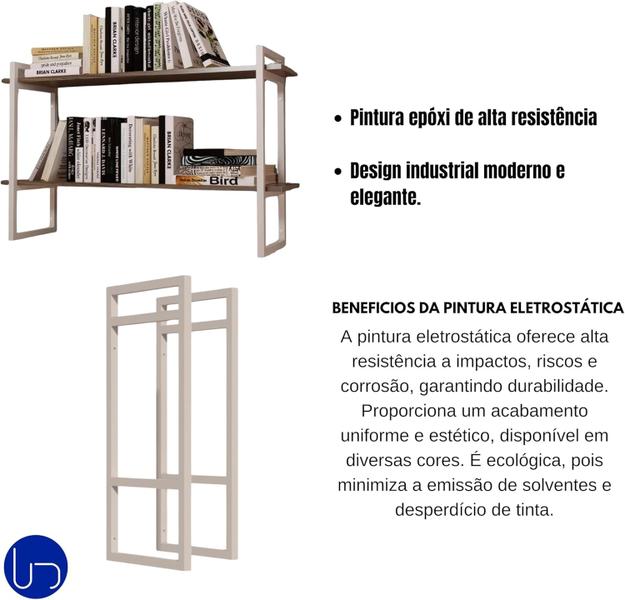 Imagem de Prateleira Nicho Industrial Branco Suporte Quarto Cozinha Escritório Parede Design Elegante Organização Decoração 120cm