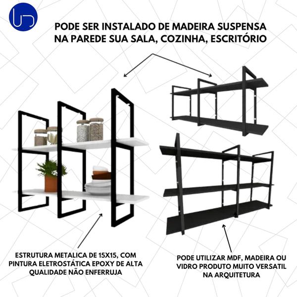 Imagem de Prateleira Nicho Industrial Branco Suporte Quarto Cozinha Escritório Parede Design Elegante Organização Decoração 120cm