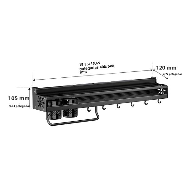 Imagem de Prateleira Organizadora de Parede para Cozinha - Rack para Especiarias e Suporte para Facas