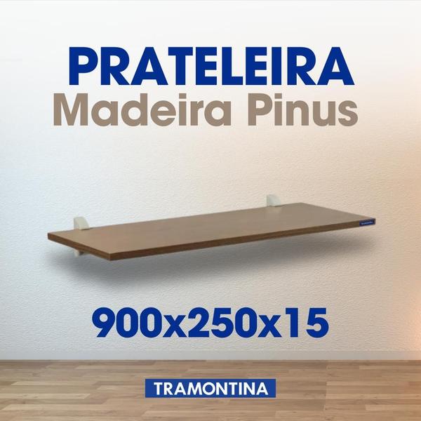 Imagem de Prateleira Para Decoração Madeira Pinus C/ Suporte Injetado