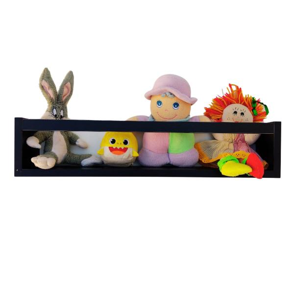 Imagem de Prateleira Para livros Infantis Nicho Organizador Pelúcia Quarto de Criança mdf Preto 55 cm