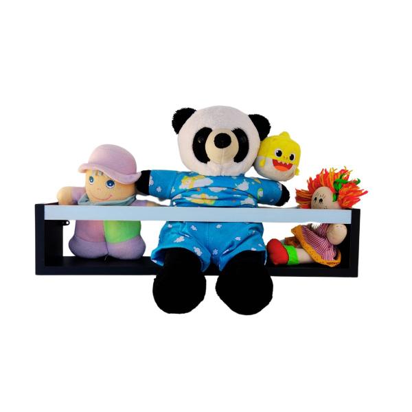 Imagem de Prateleira Para livros Infantis Nicho Organizador Pelúcia Quarto de Criança mdf Preto 55 cm