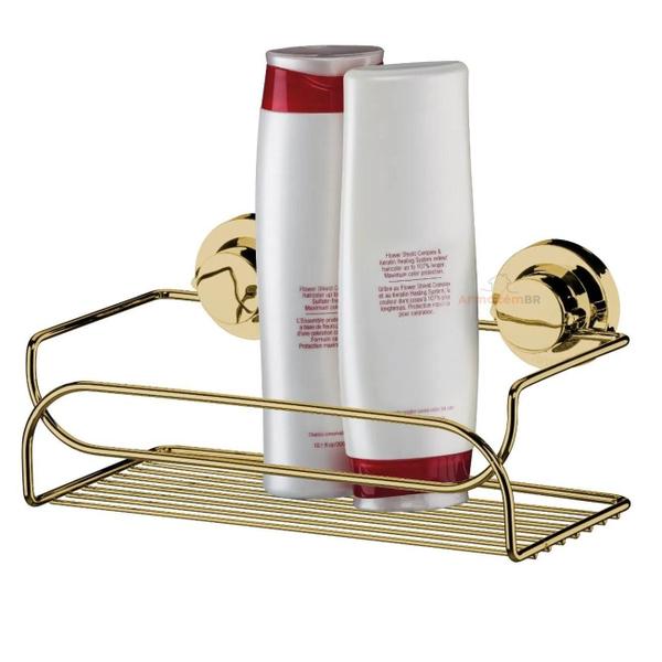 Imagem de Prateleira Porta Shampoo Ventosa Banheiro Dourado Future