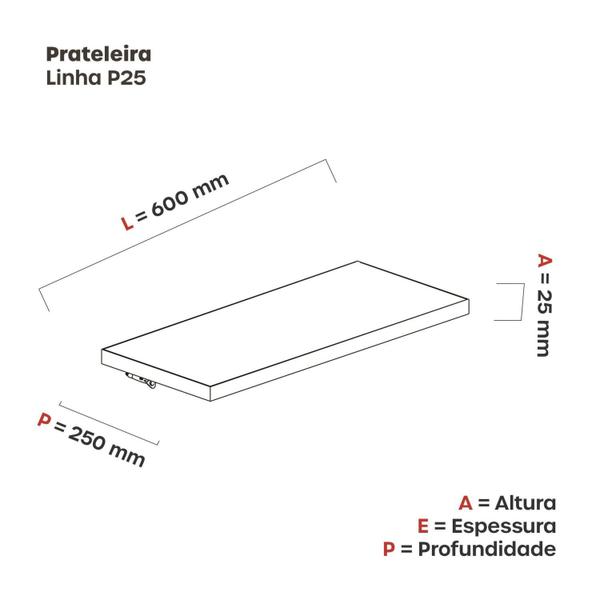 Imagem de Prateleira PRAT 600/25 P25 Branco