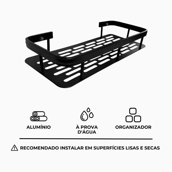 Imagem de Prateleira Preta Design Moderno e Funcional Alumínio Cozinha