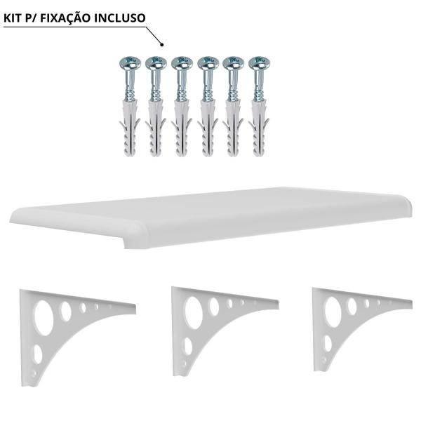 Imagem de Prateleira Pvc Multiuso Com Suporte Branca 40X20Cm Kit 02 Un