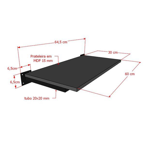 Imagem de Prateleira Quadrada Leve Simples 60x30 cm Cor Preta ou Branca Comac