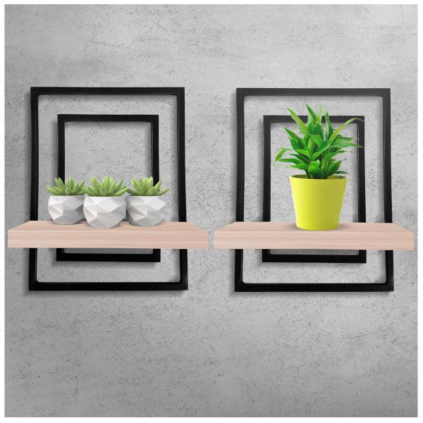 Imagem de Prateleira Quadro Nicho de Parede Decorativo Torun em Aço e MDF - Preta e Jade