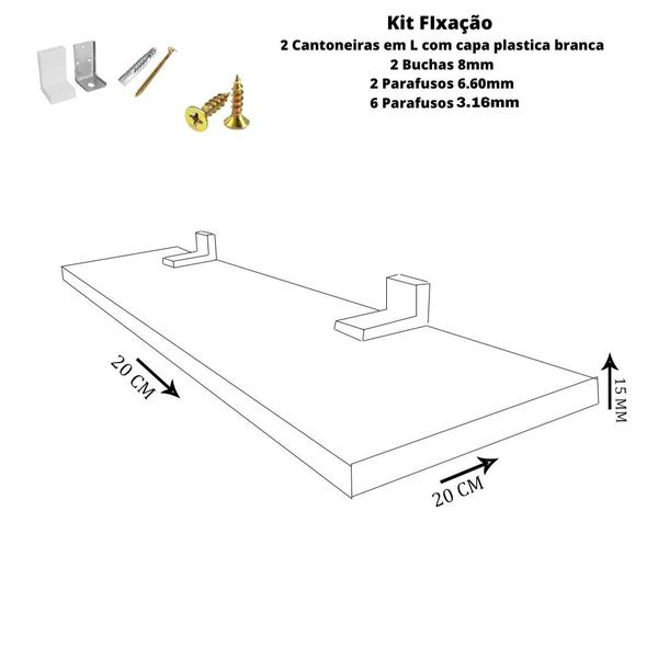 Imagem de Prateleira Simples 20x20 Cm Com Suporte Em Mdf Natural