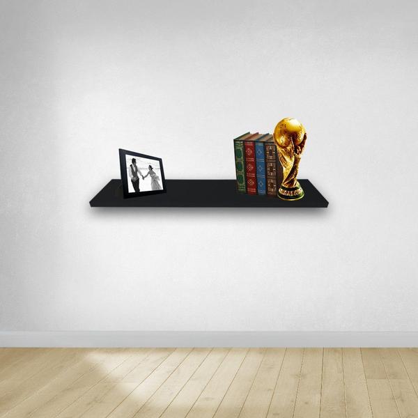 Imagem de Prateleira Simples 30x15 Cm Com Suporte Em Mdf Preto F031