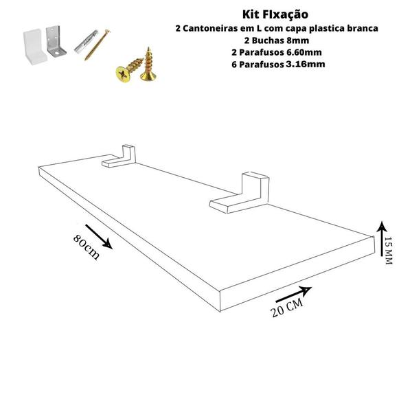 Imagem de Prateleira Simples Branca 80x20 Cm Com Suporte Em Mdf