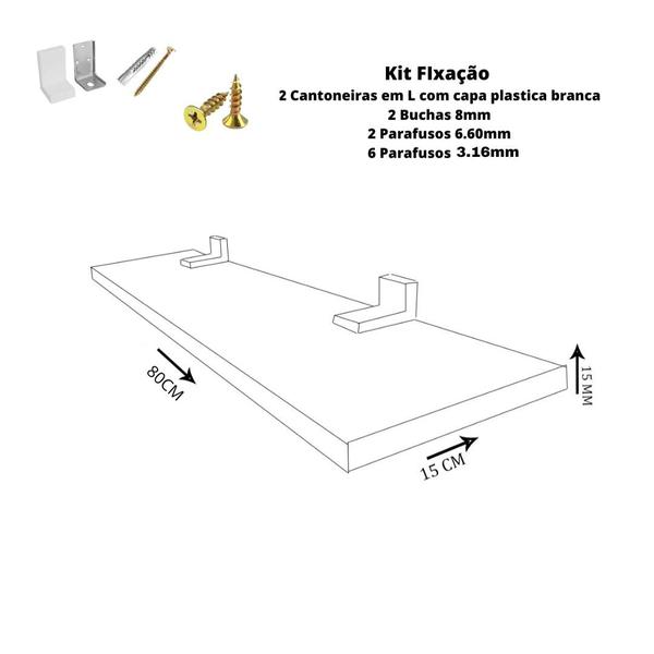 Imagem de Prateleira Simples Natural 80x15 Cm Com Suporte Em Mdf F031