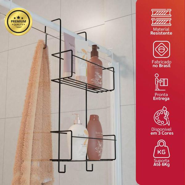 Imagem de Prateleira Suporte Porta Shampoo Organizador Duplo Banheiro Box