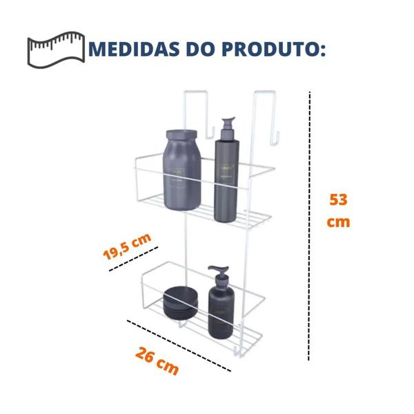 Imagem de Prateleira Suporte Porta Shampoo Organizador Duplo Banheiro Box