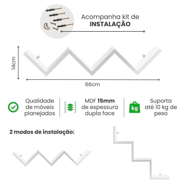 Imagem de Prateleira Suspensa Livros Nicho Em W Mdf Decorativa