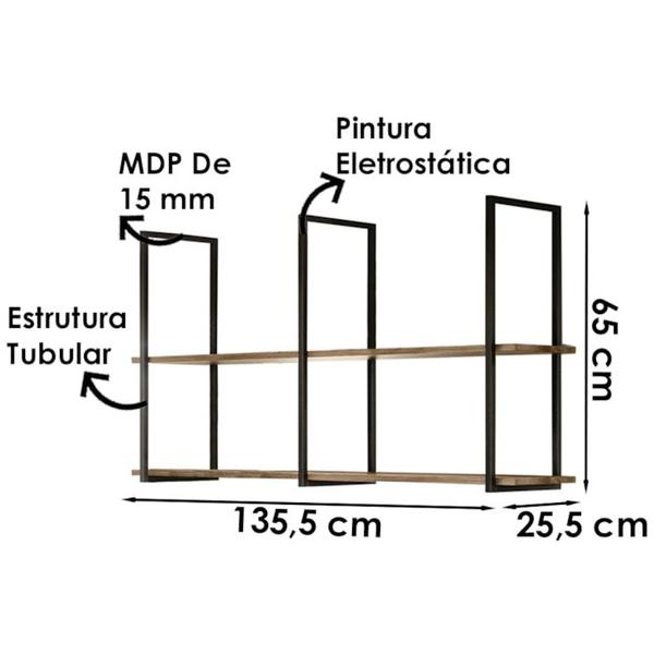 Imagem de Prateleira Teto e Parede Estilo Industrial Aurum Demol Preto DHom