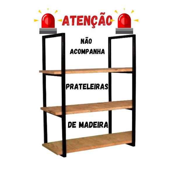 Imagem de Prateleira Tripla Modelo Industrial 100x28 Cor Preto Primax