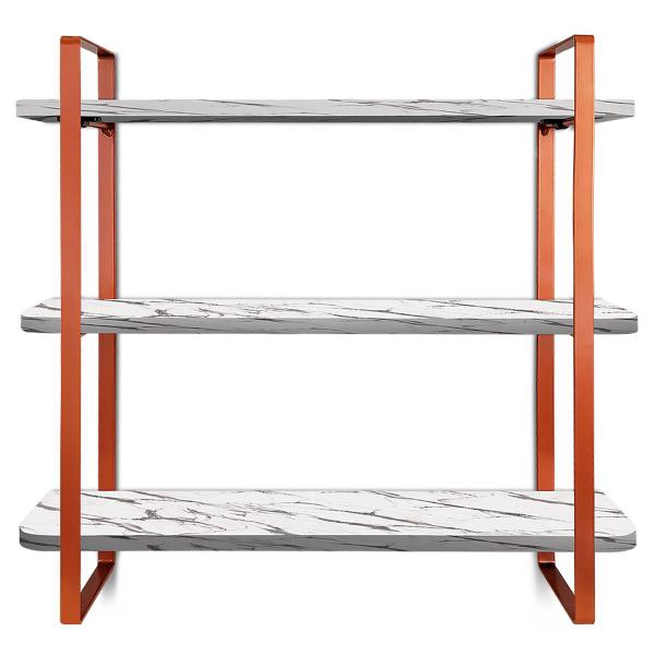 Imagem de Prateleira Tripla Nicho Hone Modelo Industrial Decoração Casa 60x15 Cobre/Vulcano