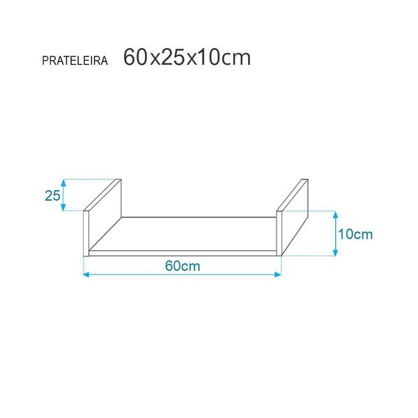 Imagem de Prateleira U 60 x 25cm Amarela Suporte Invisível