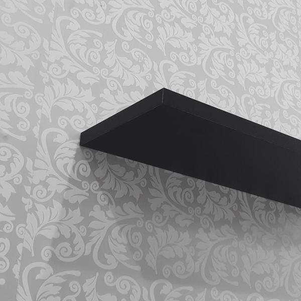 Prateleira U 80 x 25cm Preta Suporte Invisível - Mercado das Prateleiras Imagem de Prateleira U 80 x 25cm Preta Suporte Invisível