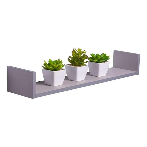 Prateleira U 90 x 20cm Cinza Claro Suporte Invisível - Mercado das Prateleiras Imagem de Prateleira U 90 x 20cm Cinza Claro Suporte Invisível