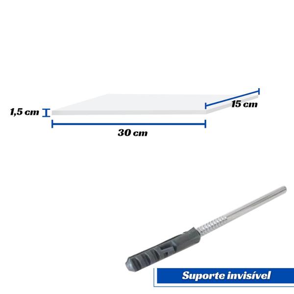 Imagem de Prateleiras Brancas-3 Unidades 30X15 - Com Suporte Invisível