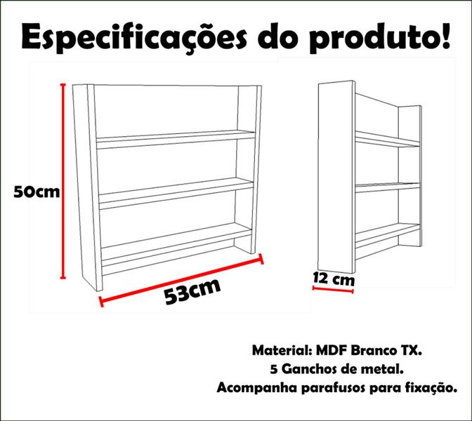 Imagem de Prateleiras Porta Temperos Condimentos 50x50x12cm Branco