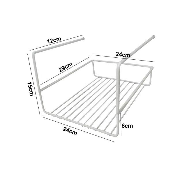 Imagem de Prateleria Suspensa Multiuso Para Armário Cesto Metal Branco