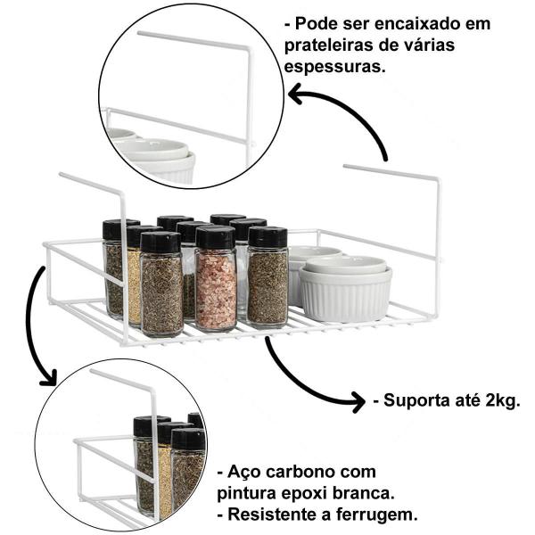 Imagem de Prateleria Suspensa Multiuso Para Armário Cesto Metal Branco