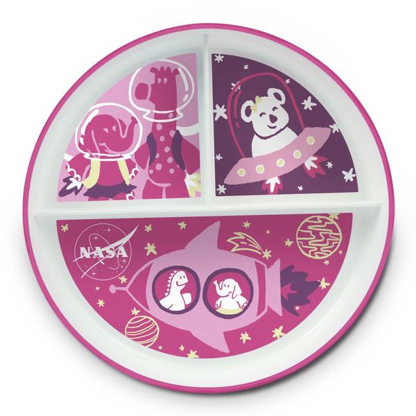 Imagem de Pratinho com 3 Divisórias Infantil Rosa Refeições e Papinhas Multikids Baby