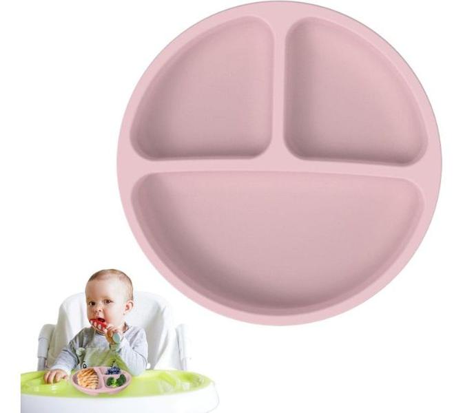Imagem de Pratinho Infantil Bebê De Silicone Com Ventosa 3 Divisórias