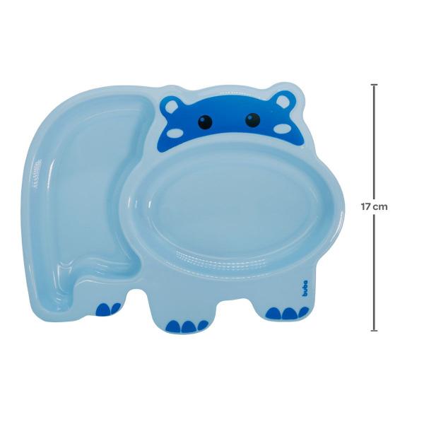 Pratinho Infantil com 2 Divisórias Alimentação Bebe Hipopotamo Azul Rosa Buba Imagem de Pratinho Infantil com 2 Divisórias Alimentação Bebe Hipopotamo Azul Rosa Buba