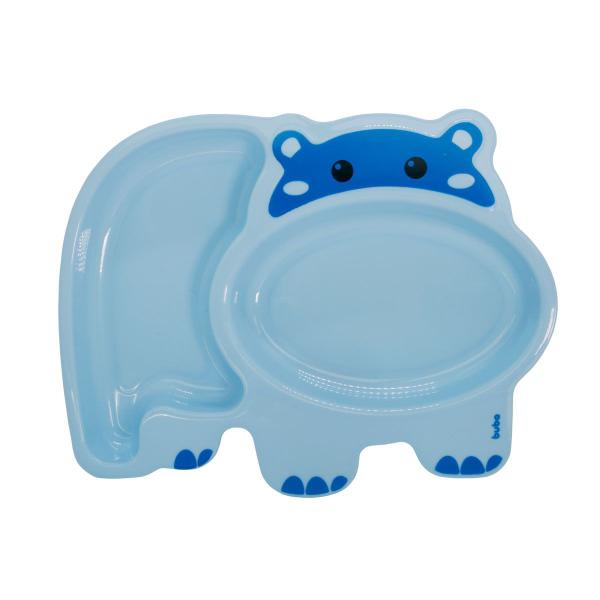 Pratinho Infantil com 2 Divisórias Alimentação Bebe Hipopotamo Azul Rosa Buba Imagem de Pratinho Infantil com 2 Divisórias Alimentação Bebe Hipopotamo Azul Rosa Buba