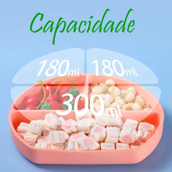 Pratinho Infantil Silicone com Divisória Refeição Infantil Prato com Ventosa Bebê - Letoy Imagem de Pratinho Infantil Silicone com Divisória Refeição Infantil Prato com Ventosa Bebê