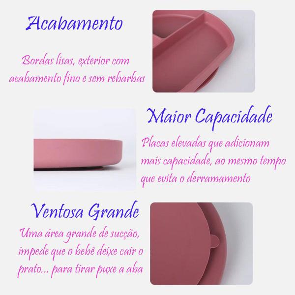 Pratinho Infantil Silicone com Divisória Refeição Infantil Prato com Ventosa Bebê - Letoy Imagem de Pratinho Infantil Silicone com Divisória Refeição Infantil Prato com Ventosa Bebê