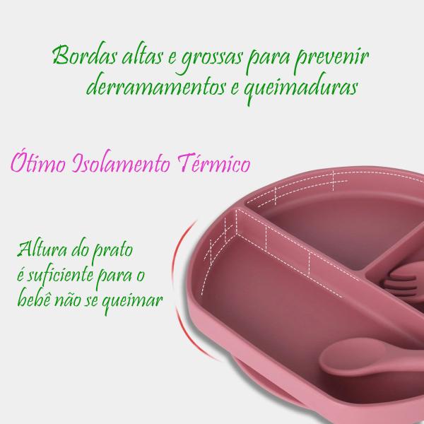Pratinho Infantil Silicone com Divisória Refeição Infantil Prato com Ventosa Bebê - Letoy Imagem de Pratinho Infantil Silicone com Divisória Refeição Infantil Prato com Ventosa Bebê