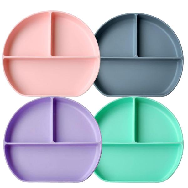 Pratinho Infantil Silicone com Divisória Refeição Infantil Prato com Ventosa Bebê - Letoy Imagem de Pratinho Infantil Silicone com Divisória Refeição Infantil Prato com Ventosa Bebê