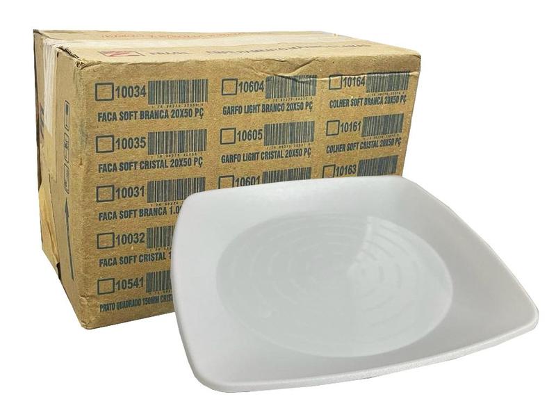 Imagem de Prato Acrílico Quadrado Sobremesa 15cm Branco Elite C/200