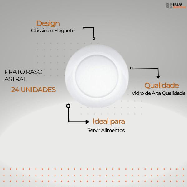 Prato Astral Raso de Vidro liso básico Duralex Gourmet 24uni - Nadir Imagem de Prato Astral Raso de Vidro liso básico Duralex Gourmet 24uni